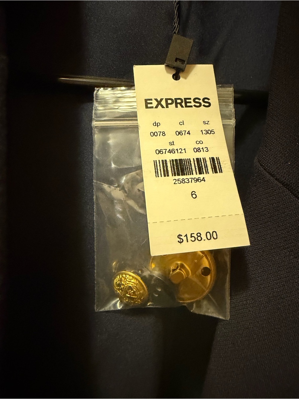 Express Women’s Navy Double-Breasted Blazer with Gold Buttons - Picture 3 of 8